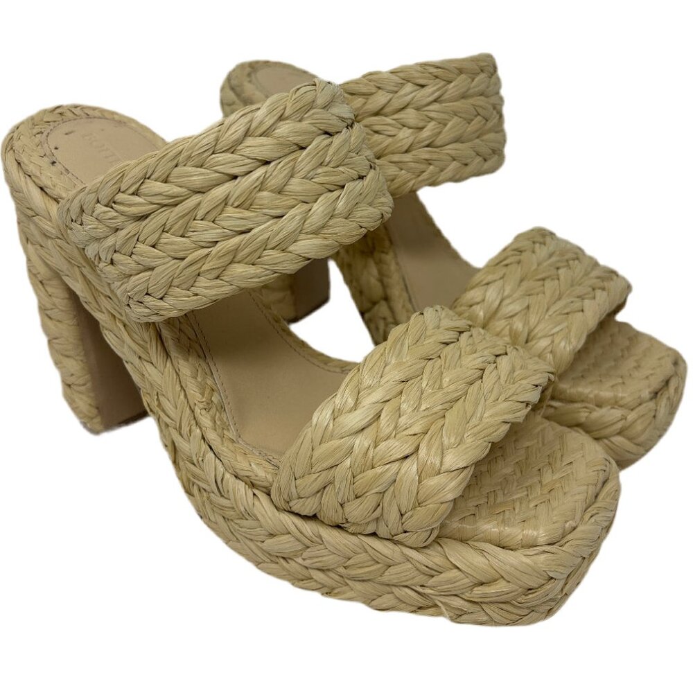 Bottega Veneta Natural Raffia Platform Sandal Heels Sz-39.5